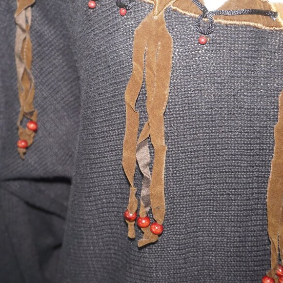 Vintage 80s Beaded Snakeskin Embroidered Sweater Large - Picture 3 of 8
